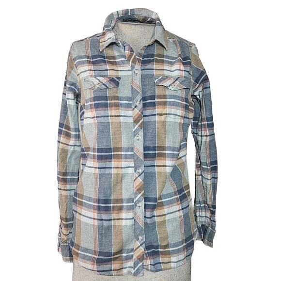 Eddie Bauer Cotton Plaid Button Up Flannel Top Size Small - Picture 1 of 4